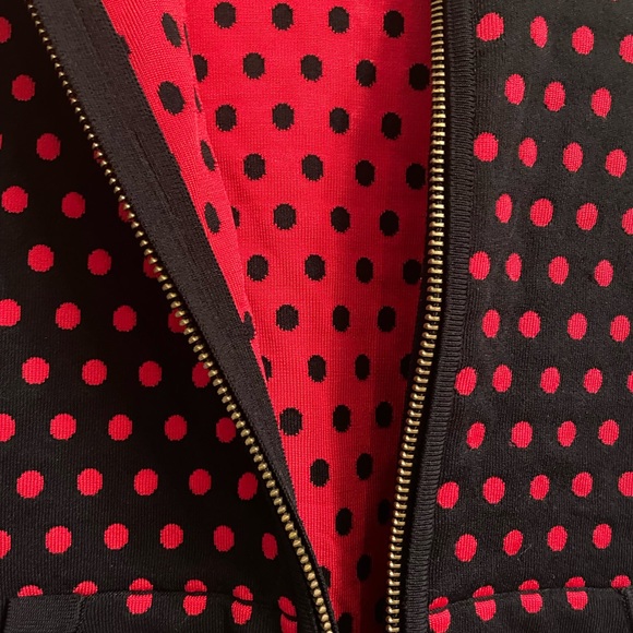 MICHAEL Michael Kors Polka Dot Knitwear Zip Up, Size Medium - Picture 9 of 10